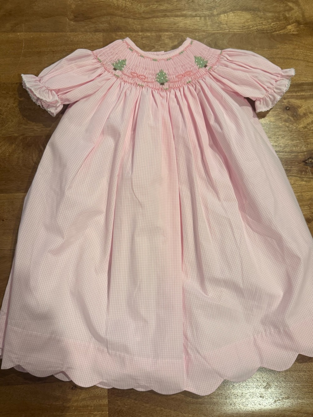 Classic Pink Smocked Christmas/holiday dress